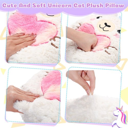 Leyndo Cute Unicorn Plush Pillow 14 Inch Llamacorn Stuffed Animal, Soft Pink Plush Toy Gift for Girls, Birthday Anniversary Easter Gift