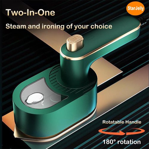 Portable Travel Steam Iron, 180° Foldable Handle, 3 Minutes Fast Heating, Anti-Hot Stand, Suitable for Most Fabrics (Silk/Wool/Polyester) and More. (02 Green)
