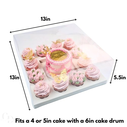 Chaney Depot LLC Bento Cake and Cupcake Box with Clear Box,12 Cupcake Insert with 6x6 Cake Cavity- 10 pack