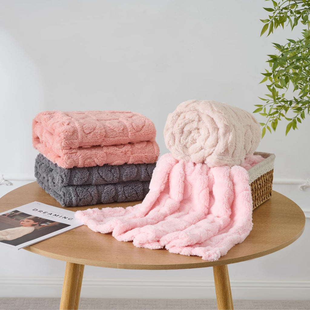 Skiennix Baby Blankets - Cozy Fleece Heart Checkered Crib Blankets for Girls | 30x40 Light Pink