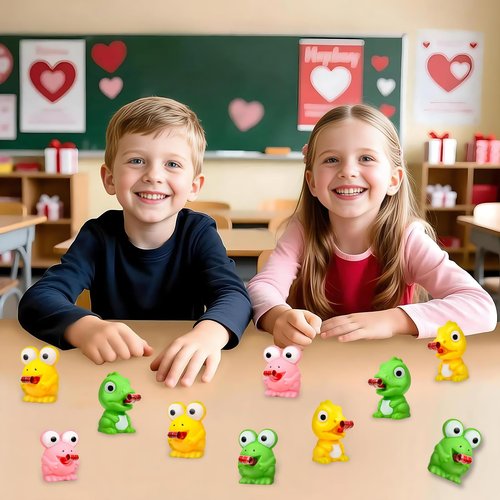 ShyLizard 24 Packs Valentine's Day Cards for Kids with Squeeze Animals Dinosaur Frog Toys, Valentines Day Gifts for Kids Sensory Fidget Toys Tongue Sticking Out, Classroom Exchange Prizes Party Favor