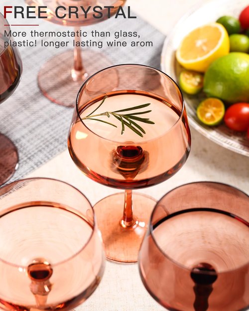 comfit Brown Coupe glasses Set of 6-13 oz Large Capacity Martini Glassware - Amber Colored Cocktail Glasses- 【Hand-Blown】 Colored Champagne Glass-Valentine's Day,Wedding Gifts