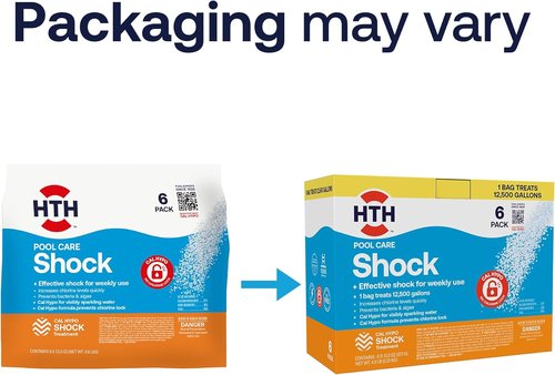 HTH 52030B Swimming Pool Shock - Boost Chlorine Levels with Cal Hypo Formula | 13.3oz (Pack of 6)