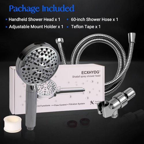 Filtered Shower Head with Handheld, adjustable water flow size, Multi-Mode Ion Drops Shower Head, equipped with 60 inch stainless steel hose and adjustable bracket