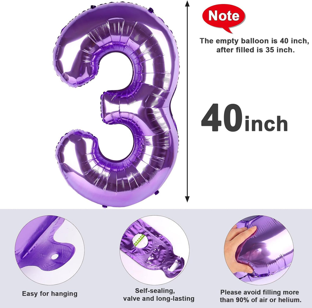 Number Balloons - 40 Inch Purple Balloons for 1st Birthday | Perfect for Baby Showers & Photo Shoots