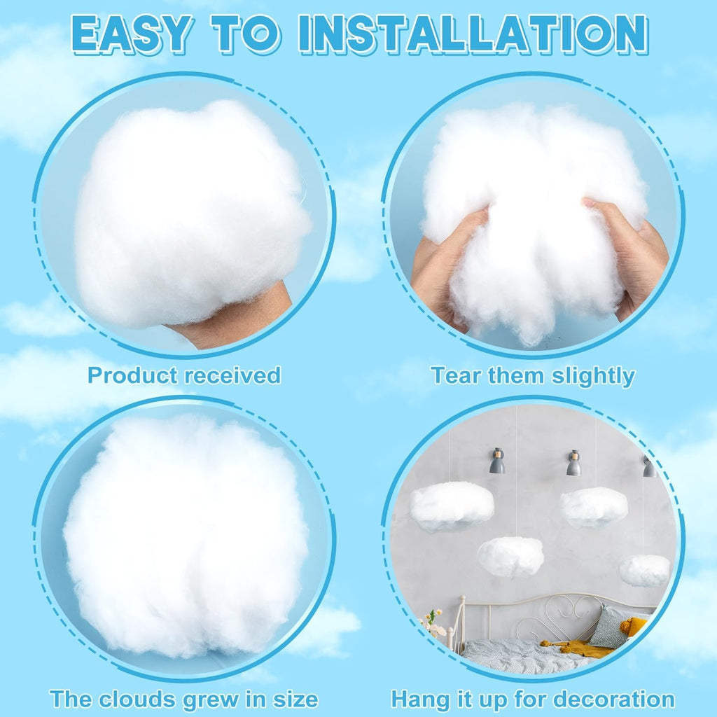 ZAUGONTW Artificial Cloud Props - 3D Hanging Decorations for DIY Room Decor | 6 Pieces in 3 Sizes
