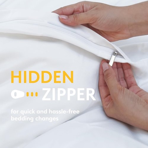 Classic White Queen Duvet Cover Set by [Brand Name] - Microfiber with Zipper, Includes 2 Pillow Shams | Luxury Comforter Cover