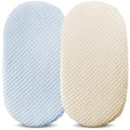 Owlowla Bassinet Sheet Set,Ultra Soft Minky Cradle Sheets Universal Fitted Bassinet Pad/Mattress for Baby Boys Girls(Cream/Baby Blue)
