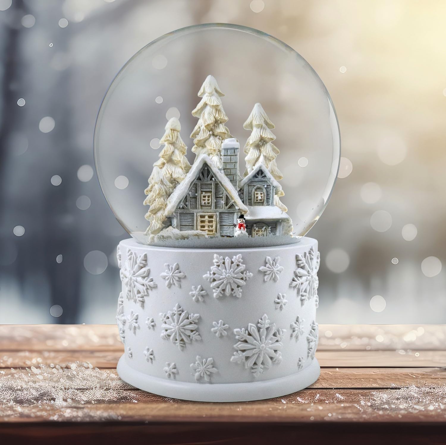The San Francisco Music Box Company Snow Globe - 120mm Snowy White Home Scene Decor
