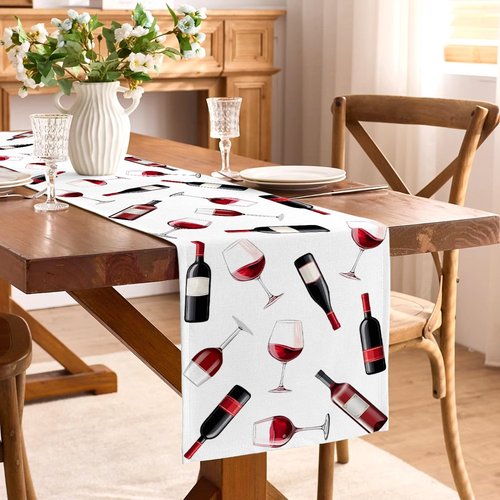 Buxiuer Red Wine Table Runner Wine Tasting Party Decoration Vino Before Vows Dining Room Home Kitchen Island Decor