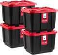 IRIS USA 12 Gallon Heavy Duty Storage Bins with Lids - 4-Pack Red Plastic Tote Containers