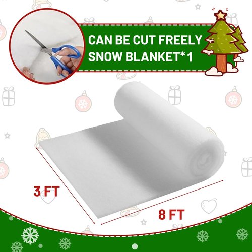 Fake Snow Blanket - Thickened 3 x 8 Ft Artificial Snow for Christmas & Winter Holiday Decor