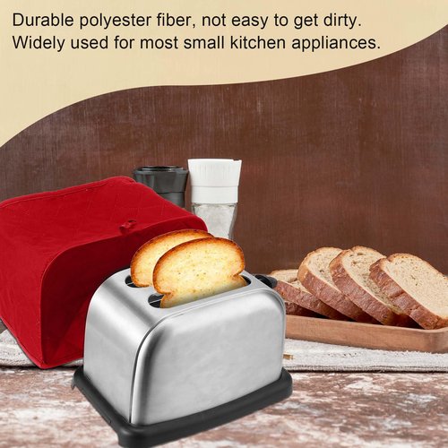Toaster Cover 2 Slice, Two Slice Bread Machine Cover Quilted Toaster Covers Bread Maker Cover Universal Size Kitchen Appliance Cover Polyester and Cotton Quilted, Dust and Fingerprint Protection, Red