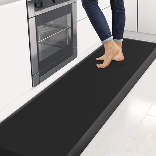 4/5 Inch Thick Kitchen Mats for Floor, StepRite Kitchen Rug for Standing Desk, Non-Slip, Thicker, Stain & Water Resistant, Comfort Anti Fatigue Floor Mat for Home, Kitchen, Office - Black,108 * 30''