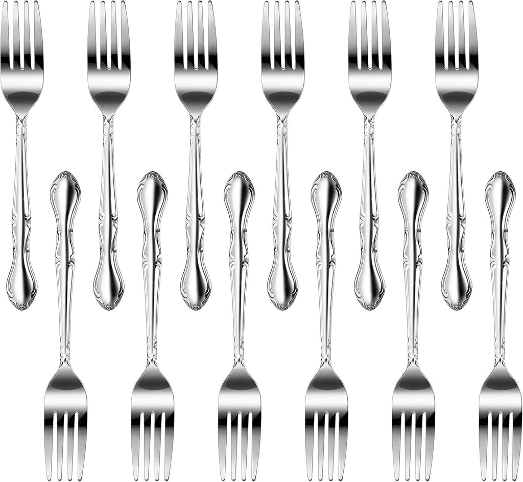 New Star Foodservice Rose Pattern 18/0 Stainless Steel Dinner Fork, 7.2-Inch, Set of 12, Commercial Grade
