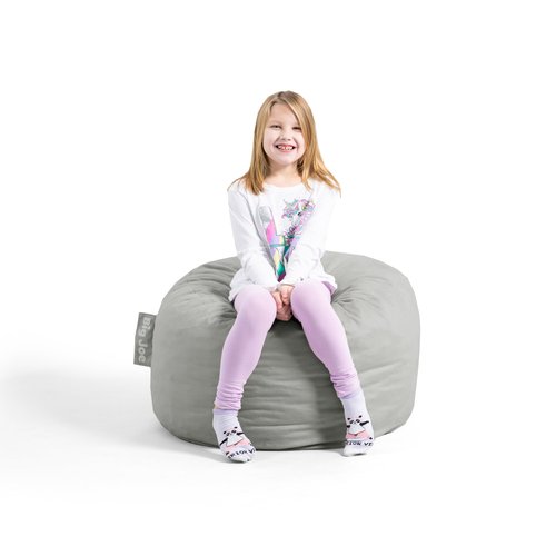 Big Joe Fuf Small Foam Filled Bean Bag Chair, Gray Plush, Soft Polyester, 2 feet