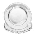 WOLFF - Set of 4 Pearl Beaded Crystal Dinner Plates - Clear Glass Plates, Dinner Accessories, Crystal Kitchen Utensils Set - Luxury Glasswear, Dish Set - Clear, 11 inches