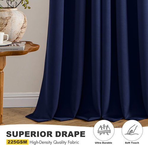 MIULEE Navy Blue Blackout Curtains - Thermal Insulated Room Darkening Drapes | 63 Inch Long, 2 Panels