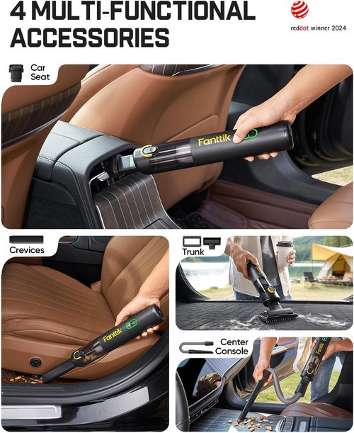 Fanttik V8 Mate Cordless Car Vacuum - Powerful 13000PA Suction, Portable Mini Design | Handheld for Car & Office (Black)