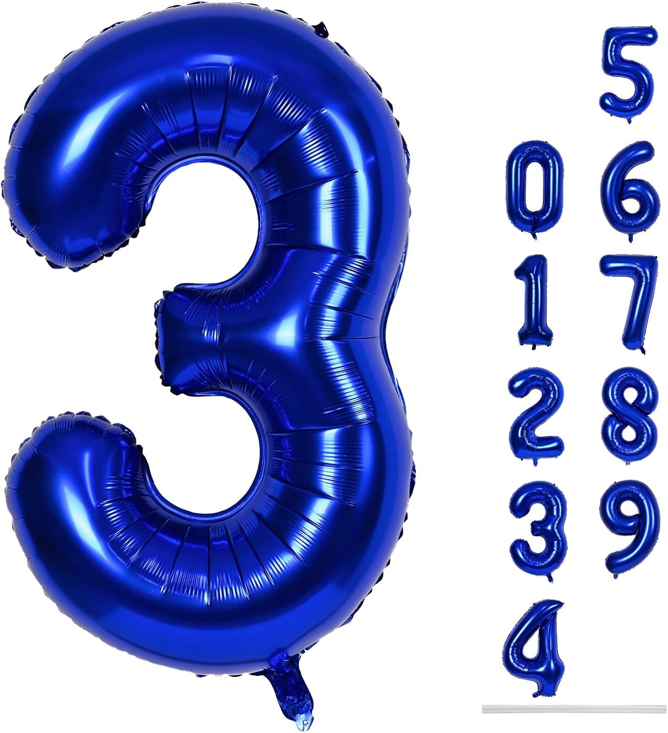 Skiennix Navy Blue Number 3 Balloon - 40In Large Foil Balloon for 3rd Birthday Party Decor