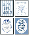 ULEGIE Coquette Bow Bible Poster Wall Art - Inspirational Jesus Decor for Teen Girls | 8x10 Inches Unframed Set of 4