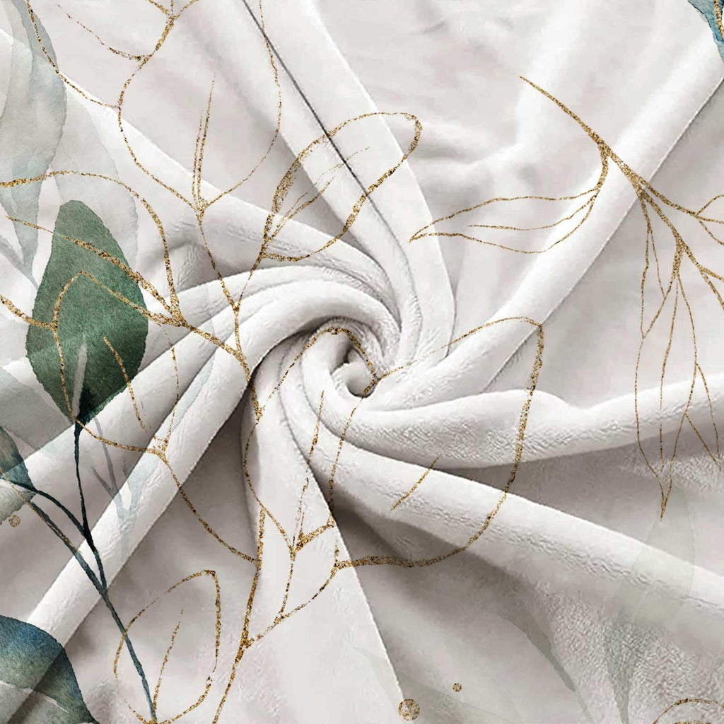 Eucalyptus Leaf Blanket, Botanical Plants Throw Blanket, Soft, Flannel, Warm, Watercolor Floral Throw Blankets Green Botanical Floral Aesthetic Bed Blankets for Couch Bedroom Living Room 50X60 Inch