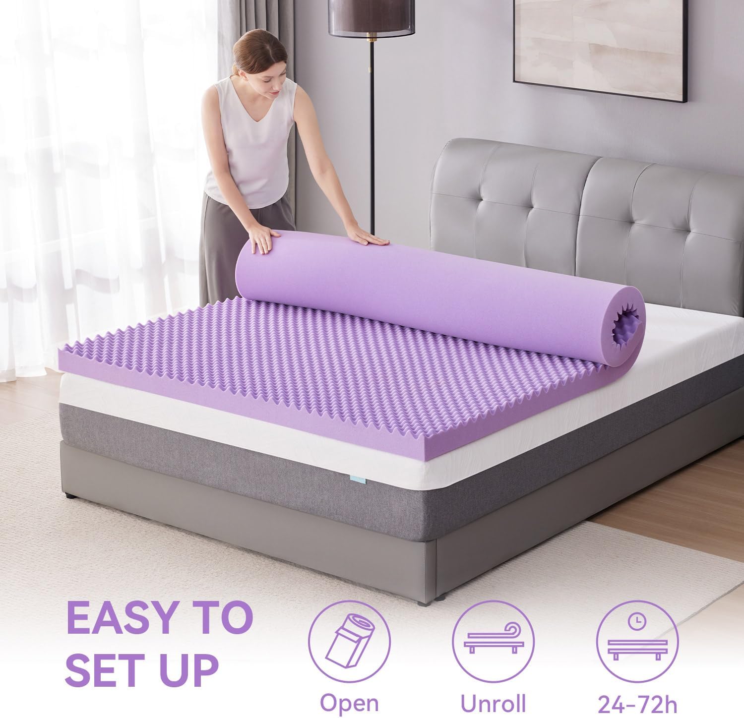 SINWEEK 2-Inch Egg Crate Memory Foam Mattress Topper - Twin Size, Soft Bed Pad for Back Pain Relief, CertiPUR-US Certified