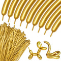 Skiennix 260 Metallic Gold Balloons - Long Latex Twisting Balloons for Animal Modeling | 100 Pcs