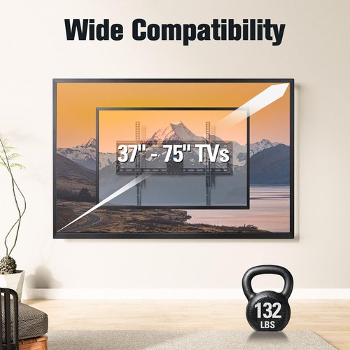 Mounting Dream TV Mount - UL Listed Tilt Design for 37-75 Inch TVs | Includes Lag Bolt Kit & Level