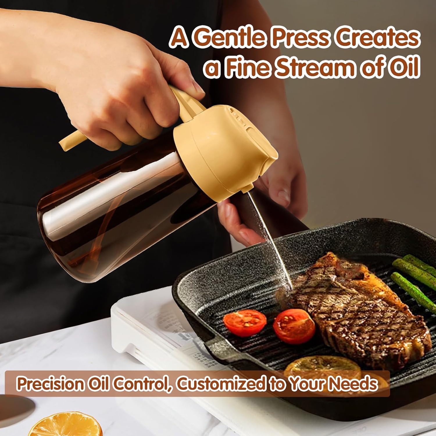 YARRAMATE Light Blocking Oil Sprayer - 16oz Food-Grade Olive Oil Dispenser Bottle | Dark Amber Glass for Cooking