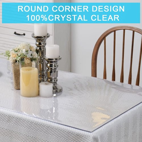 38x96 inch PVC Vinyl Table Pad for Coffee Conference Table Kitchen Countertop Cover Clear Plastic Table Top Cloth for Dinner Buffet Wedding Birthday Party Table Water Heat Resistant Non-slip Dustproof