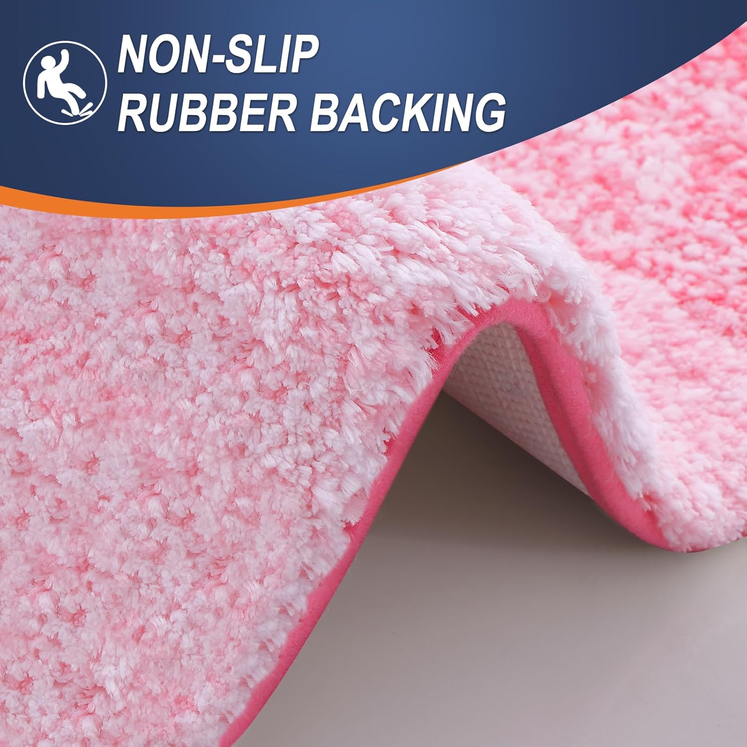 OLANLY Bathroom Runner Rug - Extra Soft Microfiber Mat, Quick-Dry & Washable, 47x24 Inches | Pink