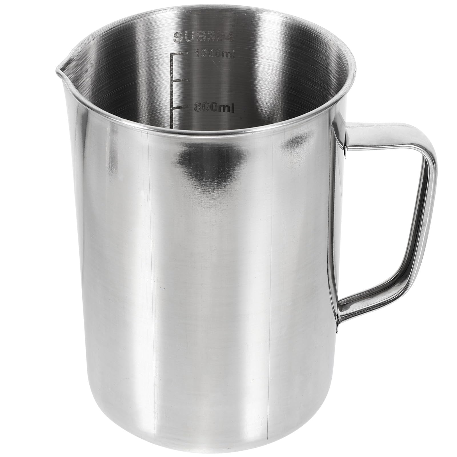 Veemoon Large Stainless Steel Measuring Cup, 1000ml/32OZ Metal Embossed Measuring Pitcher with Handle and Scale Coffee Milk Frothing Pitcher Latte Art Cup for Science Experiments Kitchen Liquid Mixing