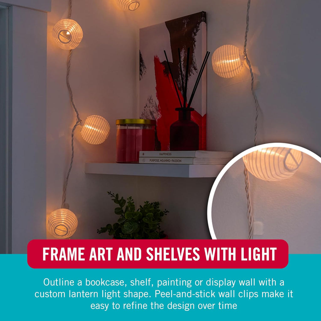 VELCRO Brand Indoor Light Clips - Damage-Free String Light Holders, 100 ft Capacity, 48 Pack