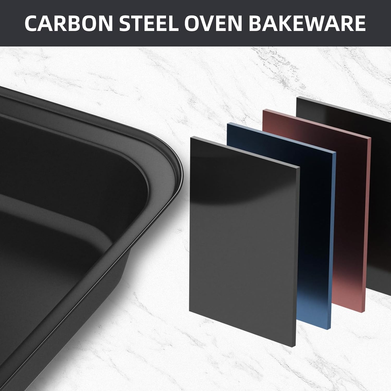 CasaCulina Nonstick Baking Pans Set - 5-Piece Bakeware Collection with Round, Square & Muffin Pans | Black