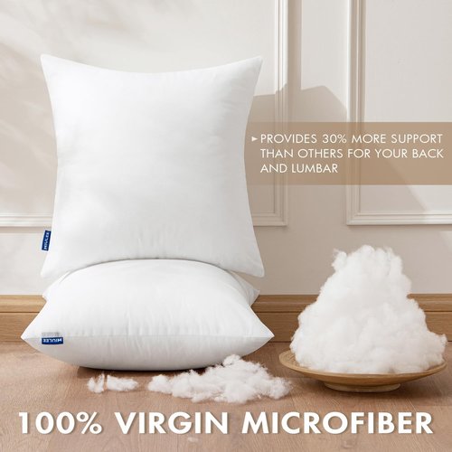 MIULEE Throw Pillow Inserts - Set of 2, 18x18 Inches, 100% Virgin Filling for Couch & Sofa