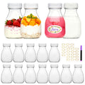 Woaiwo-q 11oz Glass Milk Bottles, 16 Pack Clear Bottles with Lids, Reusable Small Glass Jars for Milk, Juice, Smoothie, Overnight Oats, Cold Brew, Iced Coffee, Picnic, DIY Storage, Gift, Party