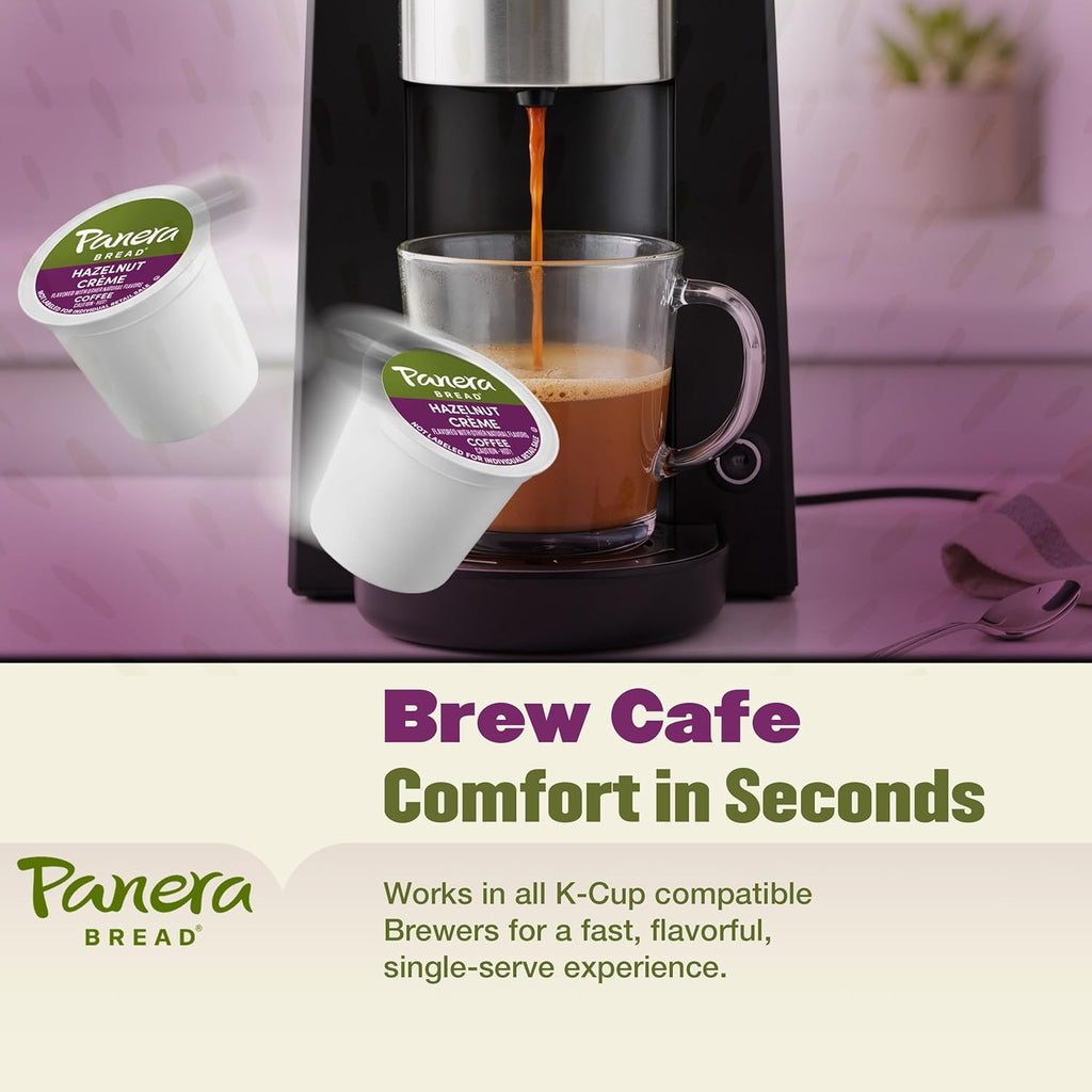 Panera Bread Hazelnut Crème Light Roast Coffee - Smooth Buttery Flavor, 100% Arabica, 60 Single Serve Pods (6 Packs of 10)