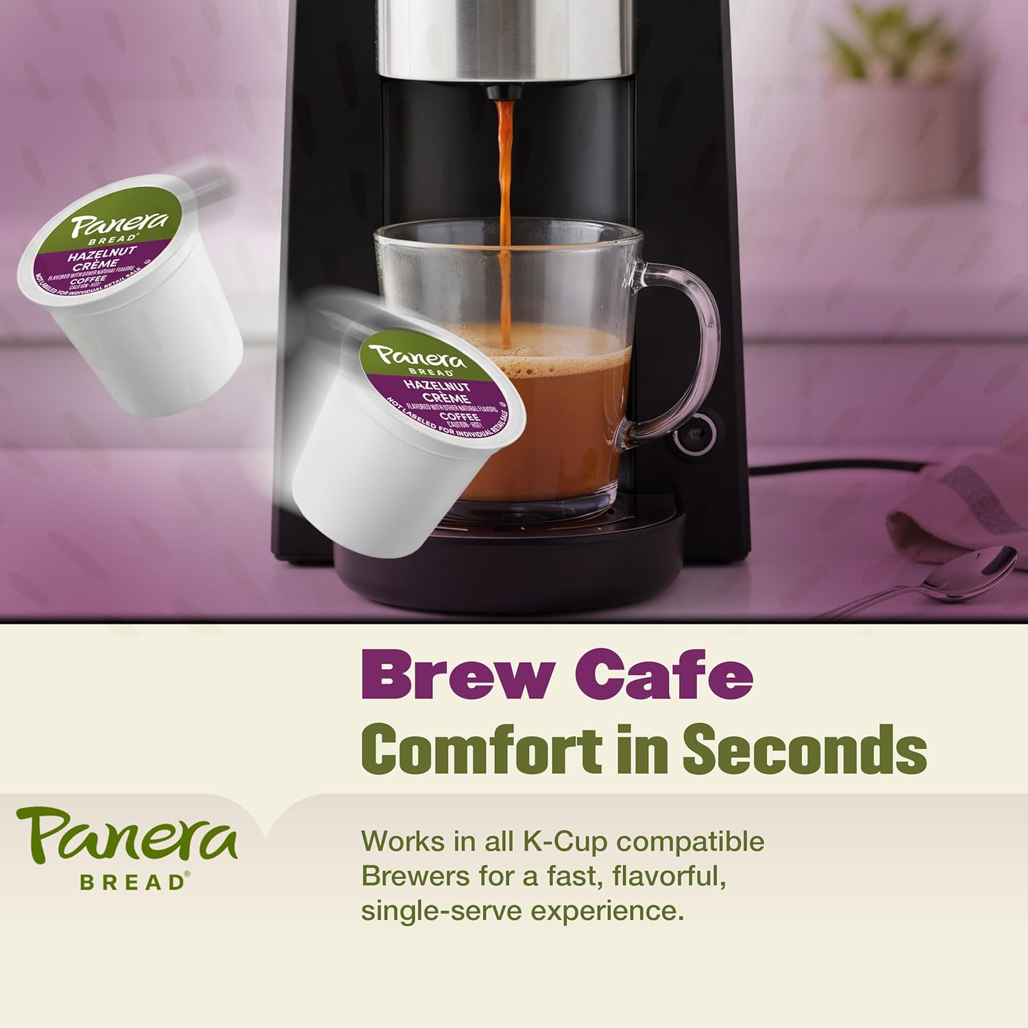 Panera Bread Hazelnut Crème Light Roast Coffee - Smooth Buttery Flavor, 100% Arabica, 60 Single Serve Pods (6 Packs of 10)