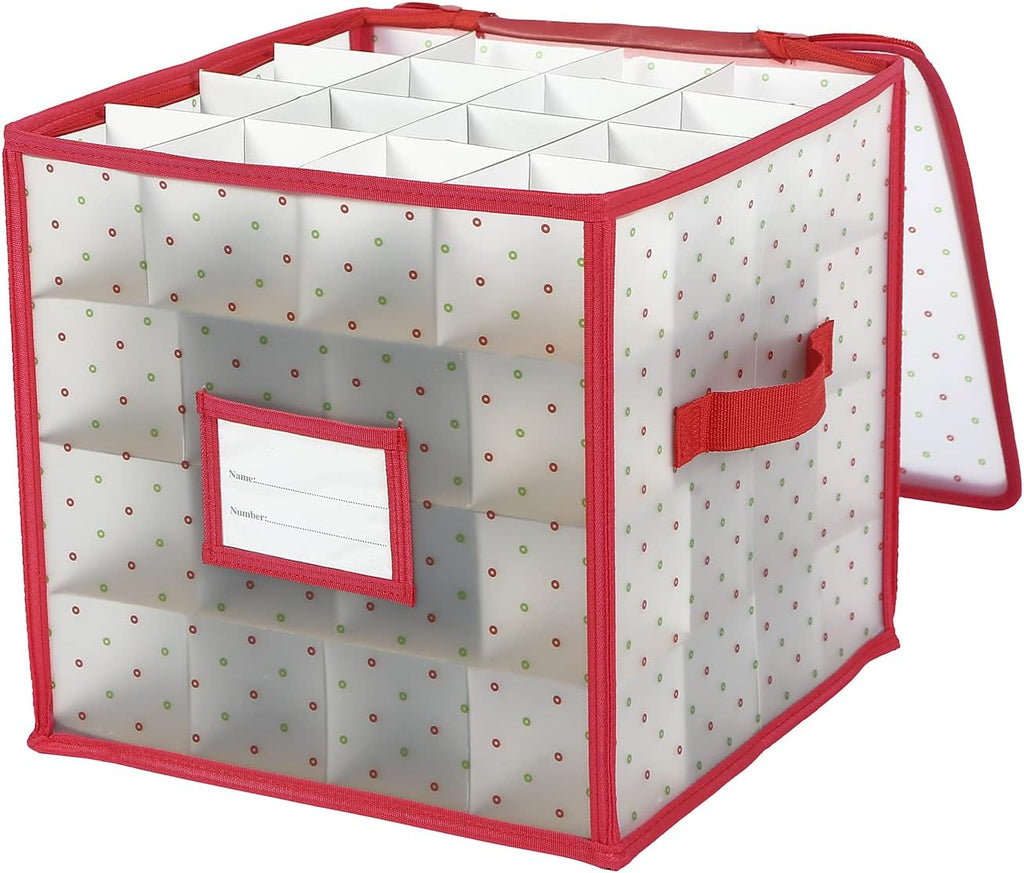 Sattiyrch Christmas Ornament Storage Box - Durable Dust-Proof Organizer with Customizable Dividers | Holds 64 x 3-Inch Ornaments