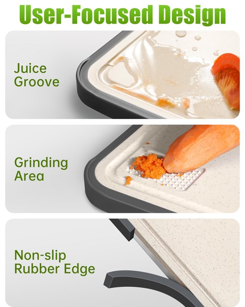 Washour Titanium Cutting Boards for Kitchen, Non Toxic 2-in-1 Cutting Board Double Sided, Food Grade Chopping Boards Set for Fresh Meat Vegetable, Easy to Clean Large Size (18”+16”)