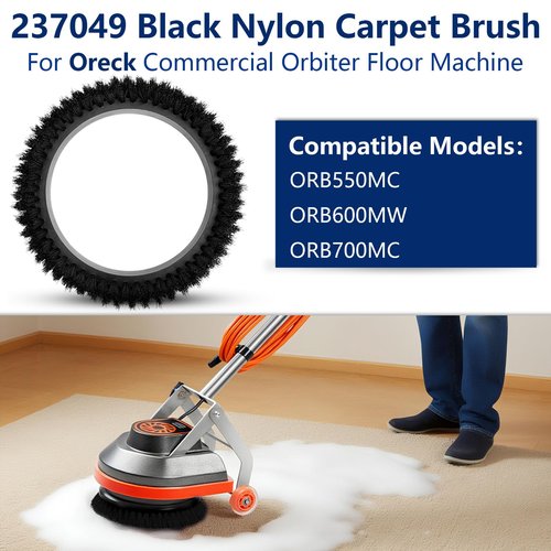 FIX ZHANG 237049 Black Nylon Carpet Brush Replacement for Oreck Commercial ORB550MC, ORB600MW, ORB700MC Orbiter Floor Machines,12" Diameter, 0.012" Bristle Diameter