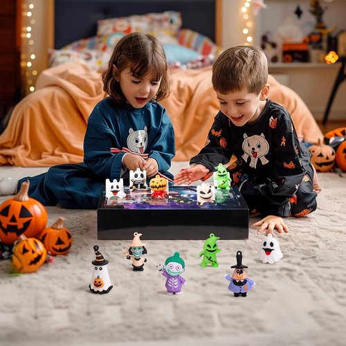 Halloween Advent Calendar 2025,Contains 24 Gifts, Nightmare Before Christmas Advent Calendar, Scary Halloween Doll Collectible Horror Figures Gift for (Black) (Black)