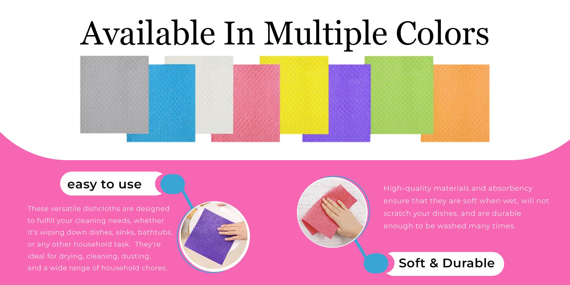 JGS STOCKIST Premium Quality Swedish Sponge Dishcloths 10 Pack for Home & Kitchen, Household Eco-Friendly Cleaning Absorbent Dish Cloth, Reusable Cotton & Cellulose Dishcloth, Washable Dish Towels