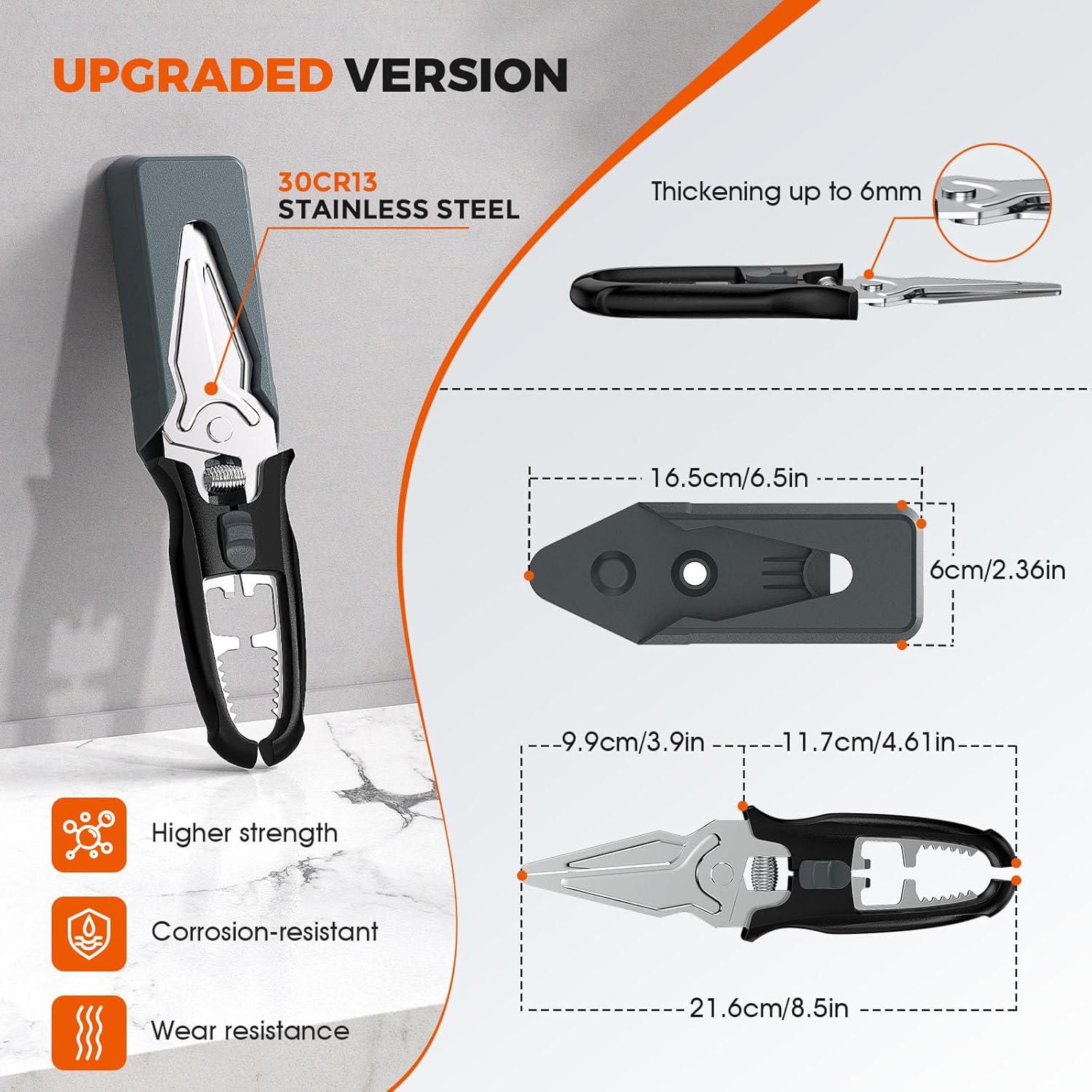 Skiennix Multifunctional Kitchen Scissors - Heavy-Duty Stainless Steel Shears with Magnetic Holder & Safety Lock