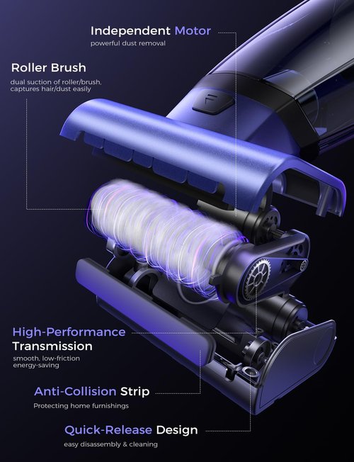 MAGIC JOHN Cordless Pet Hair Handheld Vacuum - 20000PA Powerful Suction with Motorized Brush & LED Light
