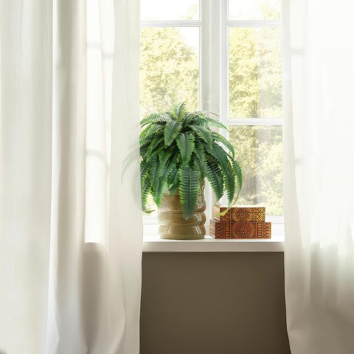 Fake Plants Artificial Boston Fern Bush - 2PCS 45Inch Fake Ferns with 55 Fronds, Large Hanging Faux Plants Decor, Faux Fern Vines Silk Greenery for Outdoor Indoor, Porch, Farms, Patio, Office