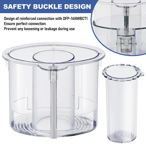14-cup Large Pusher DLC-2014PT1 and Small Pusher DLC-2014SPT1-1, Compatible 4 Locking Tabs DLC-005AGTXT1 Bowl and DFP-14NWBCT1X Cover, Food Processor Parts Replacement Fits DFP-14 DLC-2014