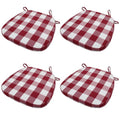 KGPLOME Plaid Chair Cushions with Ties for Dining Chairs - Memory Foam Non Slip Kitchen Chair Pad and Seat Cushion with Machine Washable Cover [16.5 x 16.2 Inches] - (Red White,4)