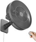 LEMOISTAR 12" Wall Mounted Fan - Remote Control, 90° Oscillation, 4 Speeds, Quiet Design | Grey
